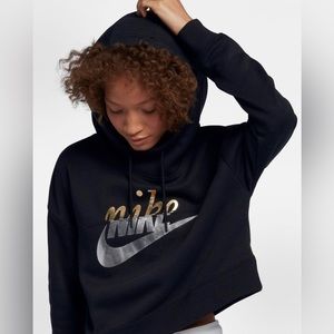 Nike relaxed fit crop front signature hooded sweatshirt